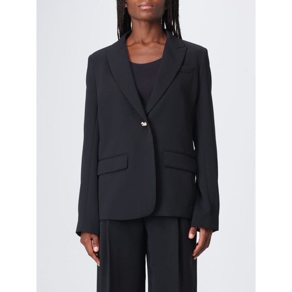 Twinset Cropped Slim Fit Criªpe Blazer With Single-Button Closure And Lapels